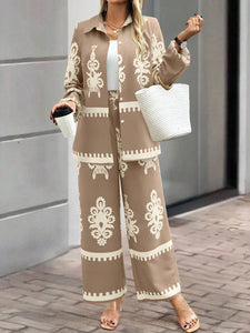 Casual Style Printed Loose Top Pants Two-piece Set