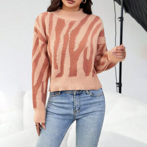 Jacquard Casual Sweater Loose Top For Women