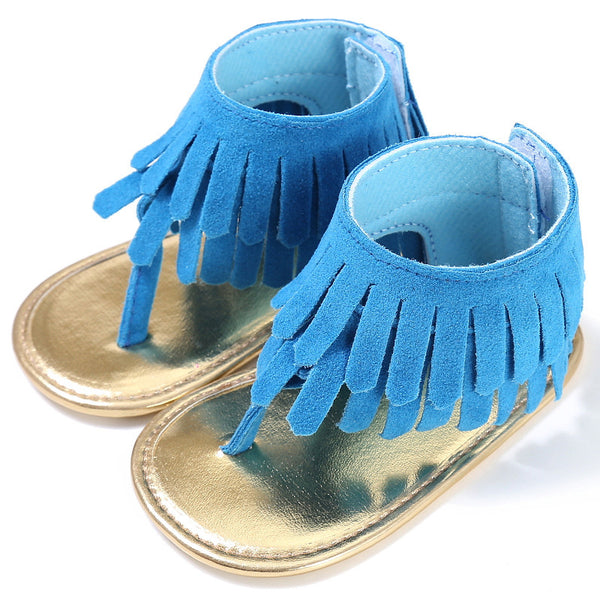 Children's sandals summer new girls sandals wholesale retro tassel flannel baby sandals