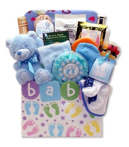 New Baby Celebration Gift Box - Blue - baby bath set -  new baby gift basket - baby gift baskets - baby shower gifts