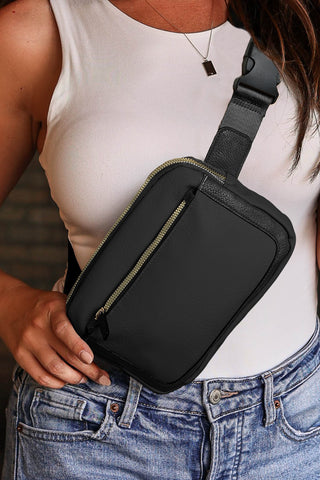 Black Minimalist Multi-zipped Crossbody Bag