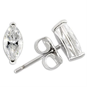 0W167 - Rhodium 925 Sterling Silver Earrings with AAA Grade CZ  in Clear