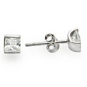 0W388 - Rhodium 925 Sterling Silver Earrings with AAA Grade CZ  in Clear