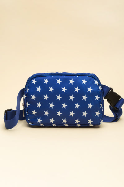 Bluing Independent Day Flag Star Printed Crossbody Bag