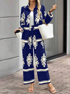 Casual Style Printed Loose Top Pants Two-piece Set