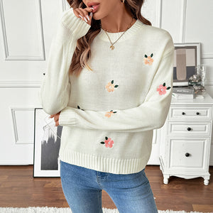 Sweet Crew Neck Pullover Sweater Women