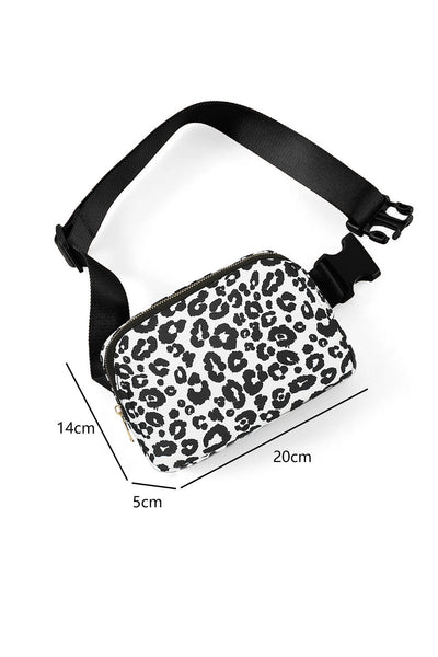 Black Leopard Print Buckle Canvas Chest Bag 20*5*14cm