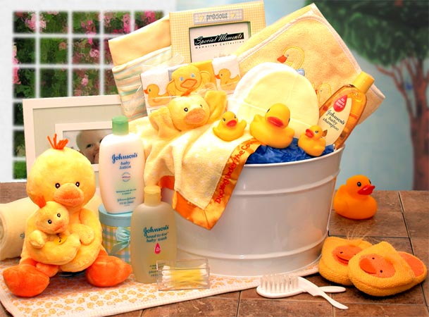 Bath Time Deluxe Baby New Baby Basket-Yellow - baby bath set -  new baby gift basket - baby gift basket - baby shower gift