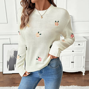 Sweet Crew Neck Pullover Sweater Women