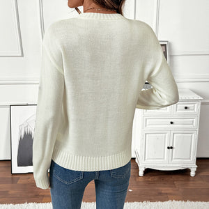 Sweet Crew Neck Pullover Sweater Women