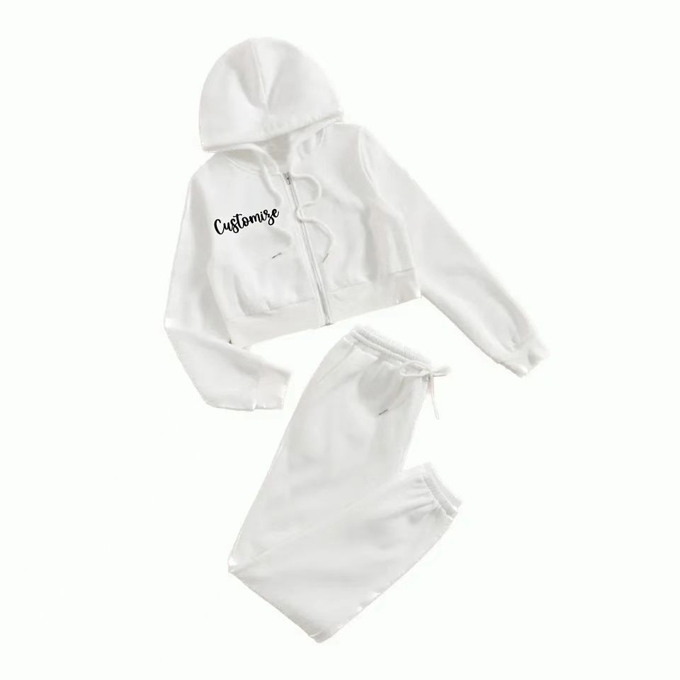 Zipper Sweater Wide-leg Pants Sports Suit